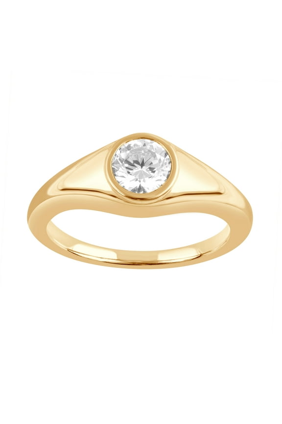 0.62 Ctw Lab Grown Diamond Ring in Sterling Silver Yellow Plated for Women (HI-SI/I1)