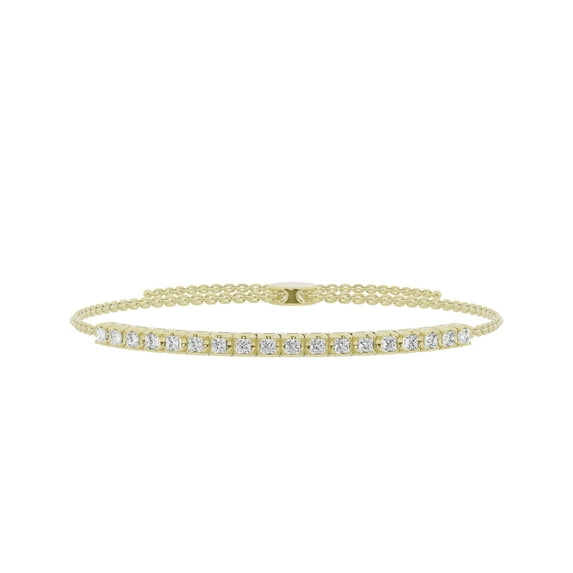Unique Moments 0.75 ct Lab Grown Princess Cut Diamond Tennis Bolo Bracelet for Women 10K Yellow Gold