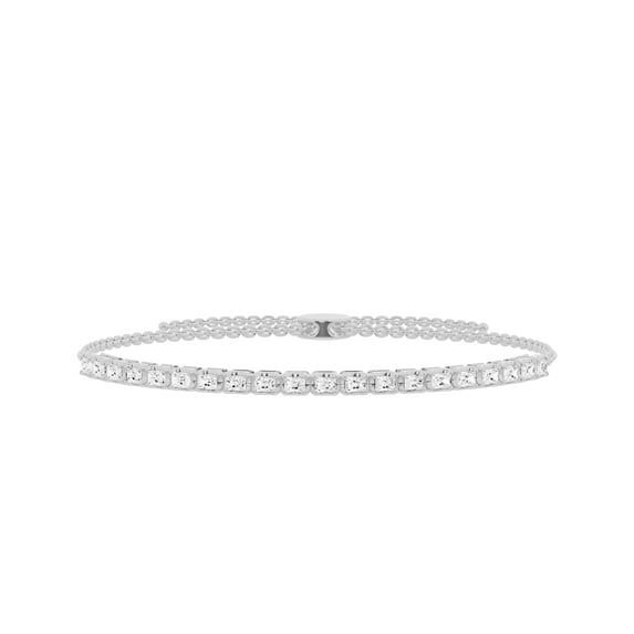 Unique Moments 0.75 ct Lab Grown Radiant Cut Diamond Tennis Bolo Bracelet for Women 10K White Gold