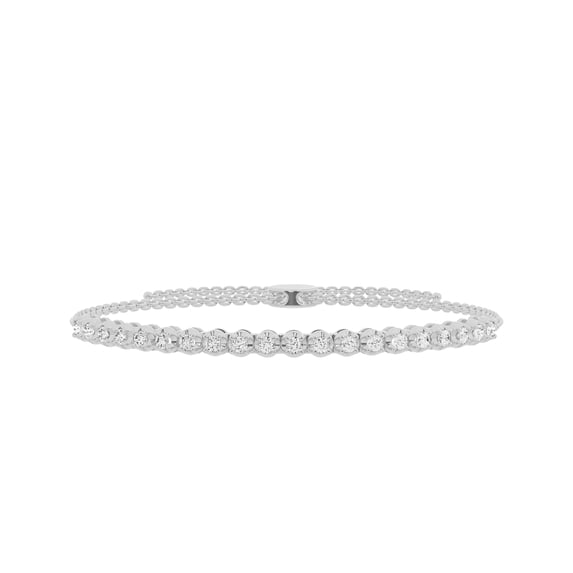 Unique Moments 0.75 ct Lab Grown Round Cut Diamond Tennis Bolo Bracelet for Women 10K White Gold