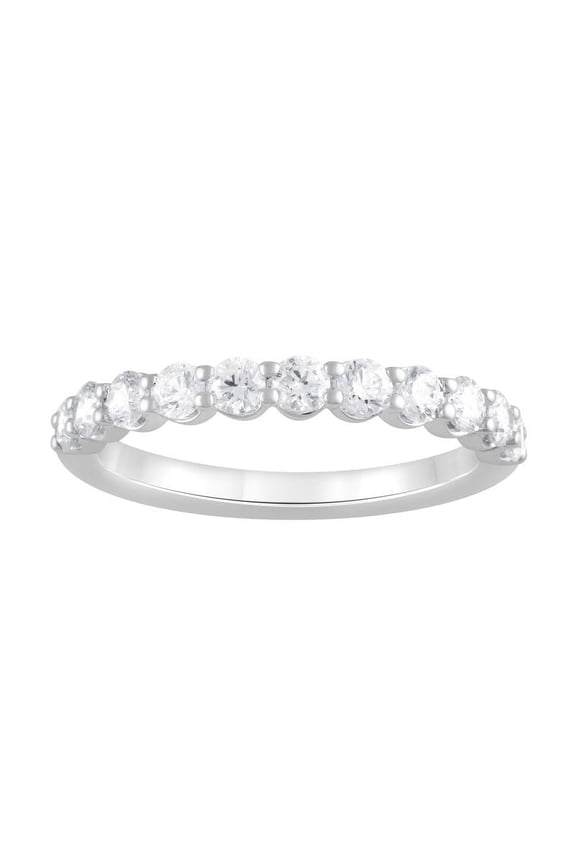 Unique Moments 0.75 ct Round Lab Grown Diamond Half Eternity Ring Women's Stackable Wedding Band Ring 14KT White Gold