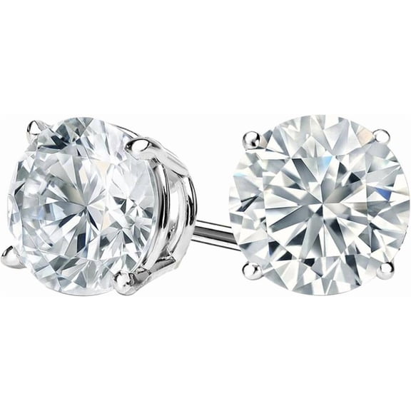 Unique Moments 1.00 Carat Round Lab Grown Diamond Stud Earrings for Women in Sterling Silver (G, SI)