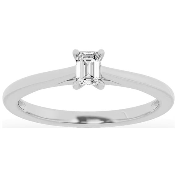 Unique Moments 1.00 Carat Solitaire 4-Prong Lab Grown Emerald-Cut Diamond Engagement Ring 14K White Gold