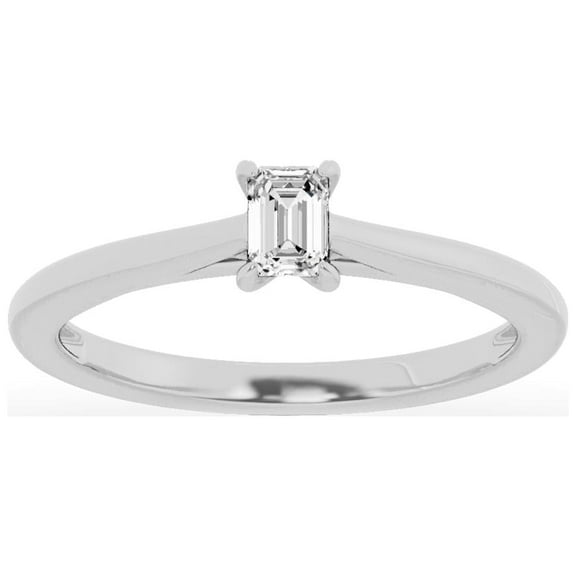 Unique Moments 1.00 Carat Solitaire 4-Prong Lab Grown Emerald-Cut Diamond Engagement Ring 14K White Gold