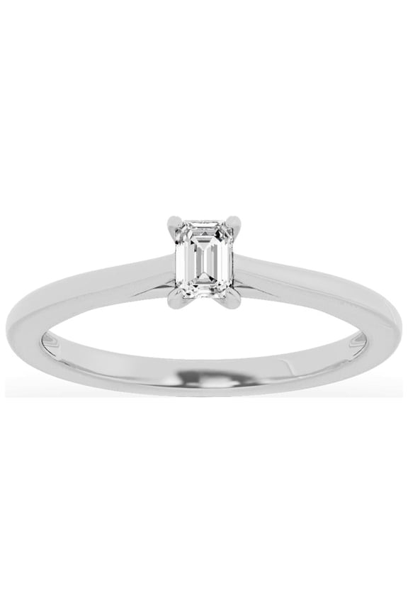 Unique Moments 1.00 Carat Solitaire 4-Prong Lab Grown Emerald-Cut Diamond Engagement Ring 14K White Gold