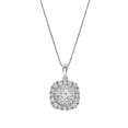 thumbnail image 1 of Unique Moments 1.00 ct Lab Grown Diamond Cushion Halo Pendant Necklace in 14K White Gold (G-H, SI1-SI2), 18", 1 of 8