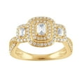 thumbnail image 1 of Unique Moments 1.00 ct Lab Grown Diamond Double Halo Emerald Bridal Set Engagement Ring 14KT Yellow Gold, 1 of 6
