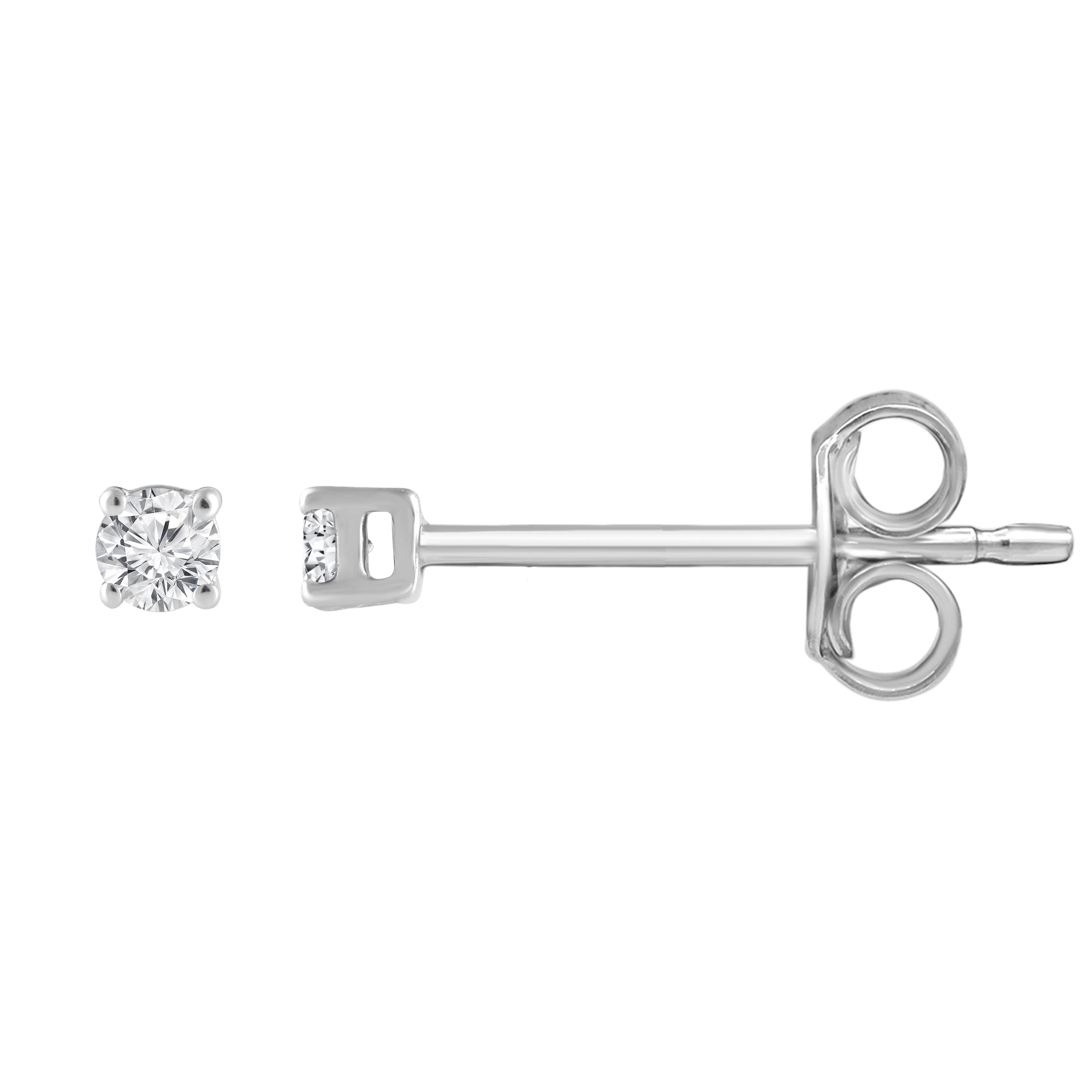 Unique Moments 1/10 Ct Round Lab Grown Diamond Stud Earrings in 10K White Gold for Women (J-SI-I1)