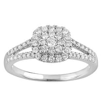 Unique Moments 1/2 CTTW Lab-Grown Diamonds Split Shank Halo Engagement Ring in Sterling Silver (J-SI-I1)