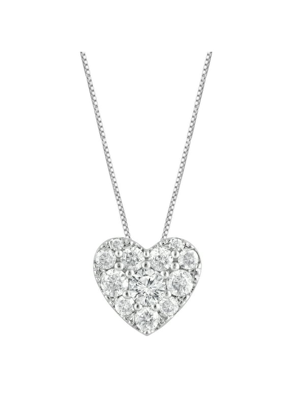 Unique Moments 1/2 Carat Round Lab Grown Diamond Heart Pendant in Sterling Silver (J-SI-I1)