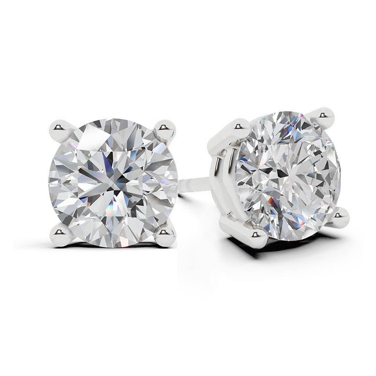 Unique Moments 1/2 Carat Round Lab Grown Diamond Stud Earrings in 14K White Gold Jewelry for Women