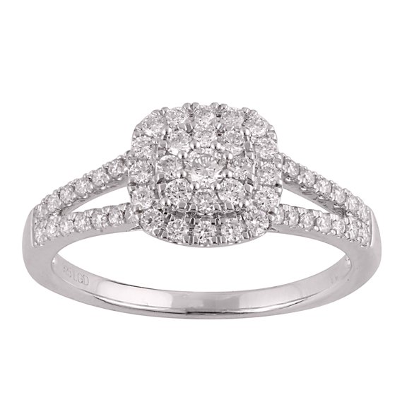 Unique Moments 1/2 Ct Lab-Grown Diamonds Split Shank Halo Engagement Ring in Sterling Silver (J-SI-I1)