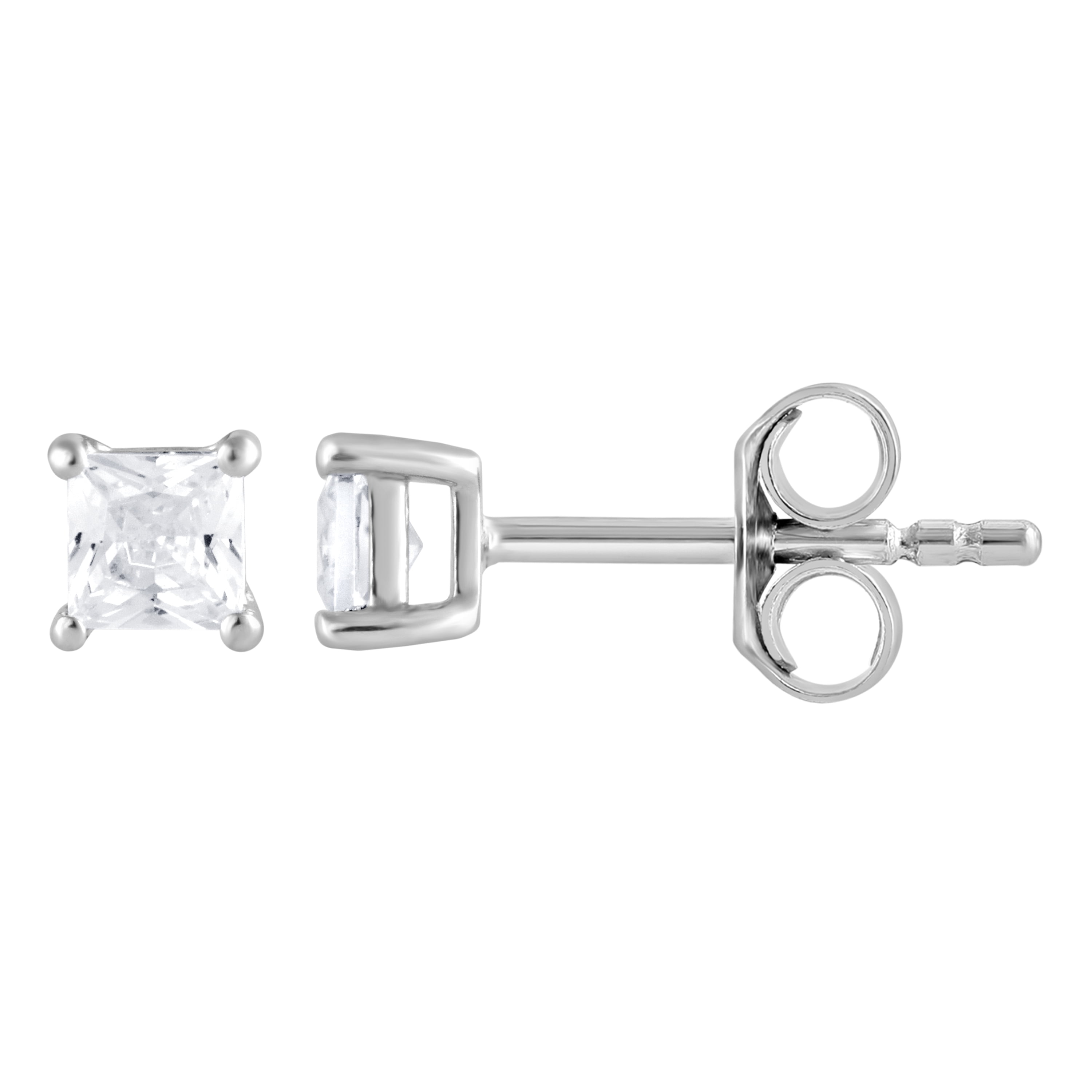 Unique Moments 1/2 Ct Princess Cut Lab Grown Diamond Stud Earrings 10K White Gold for Women