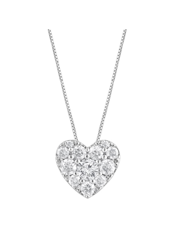 1/2 Ct Round Lab Grown Diamond Heart Pendant in Silver for Women (J-SI-I1)