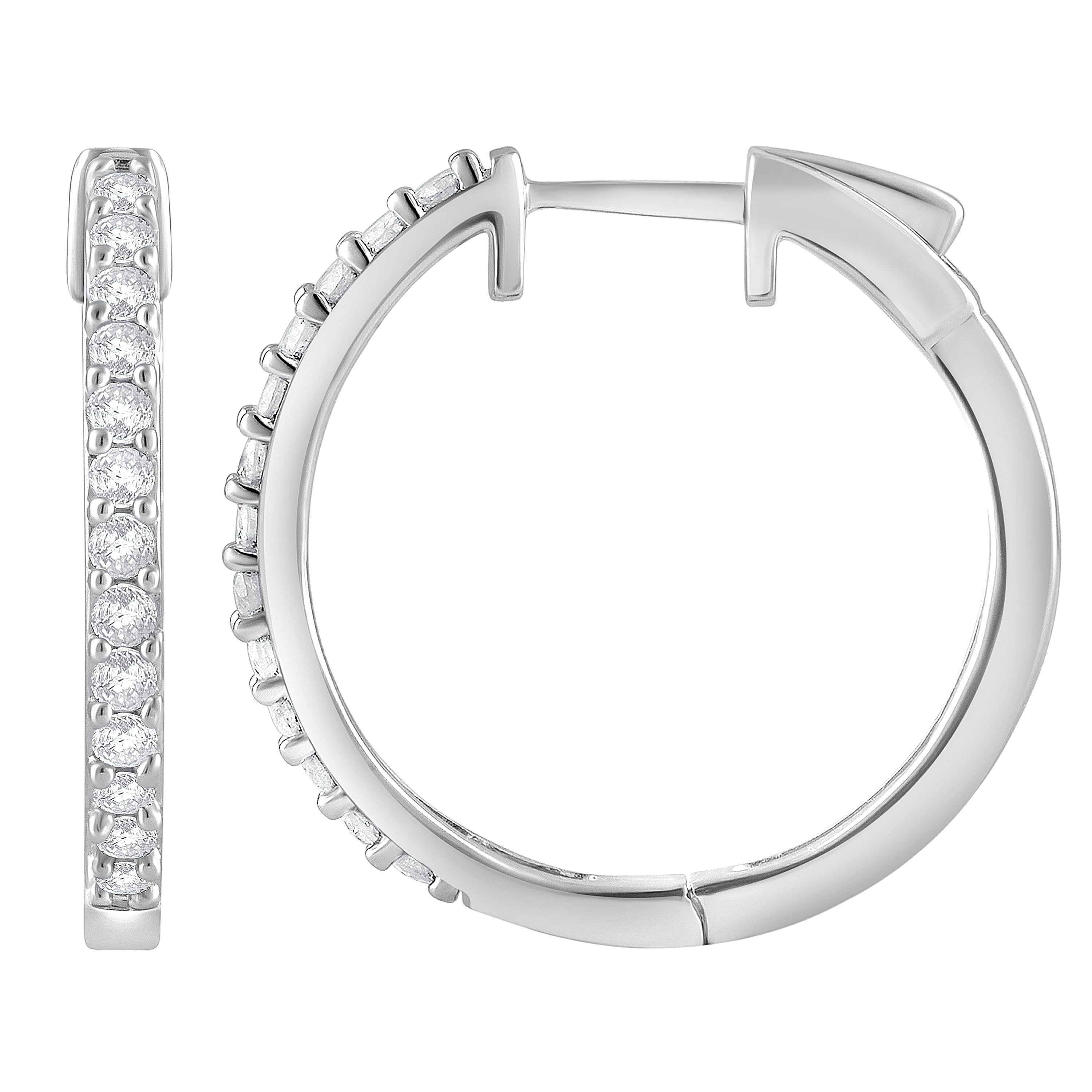 Unique Moments 1/2 Ct Round Lab Grown Diamond Hoop Earrings in Sterling Silver for Women