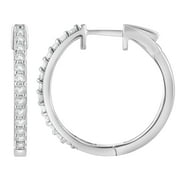 UNIQUE MOMENTS 1/2 Ct Round Lab Grown Diamond Hoop Earrings in Sterling Silver for Women (J-SI-I1)