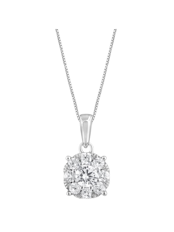 1/2 Ct Round Lab Grown Diamond Pendant in Silver for Women (J-SI-I1)