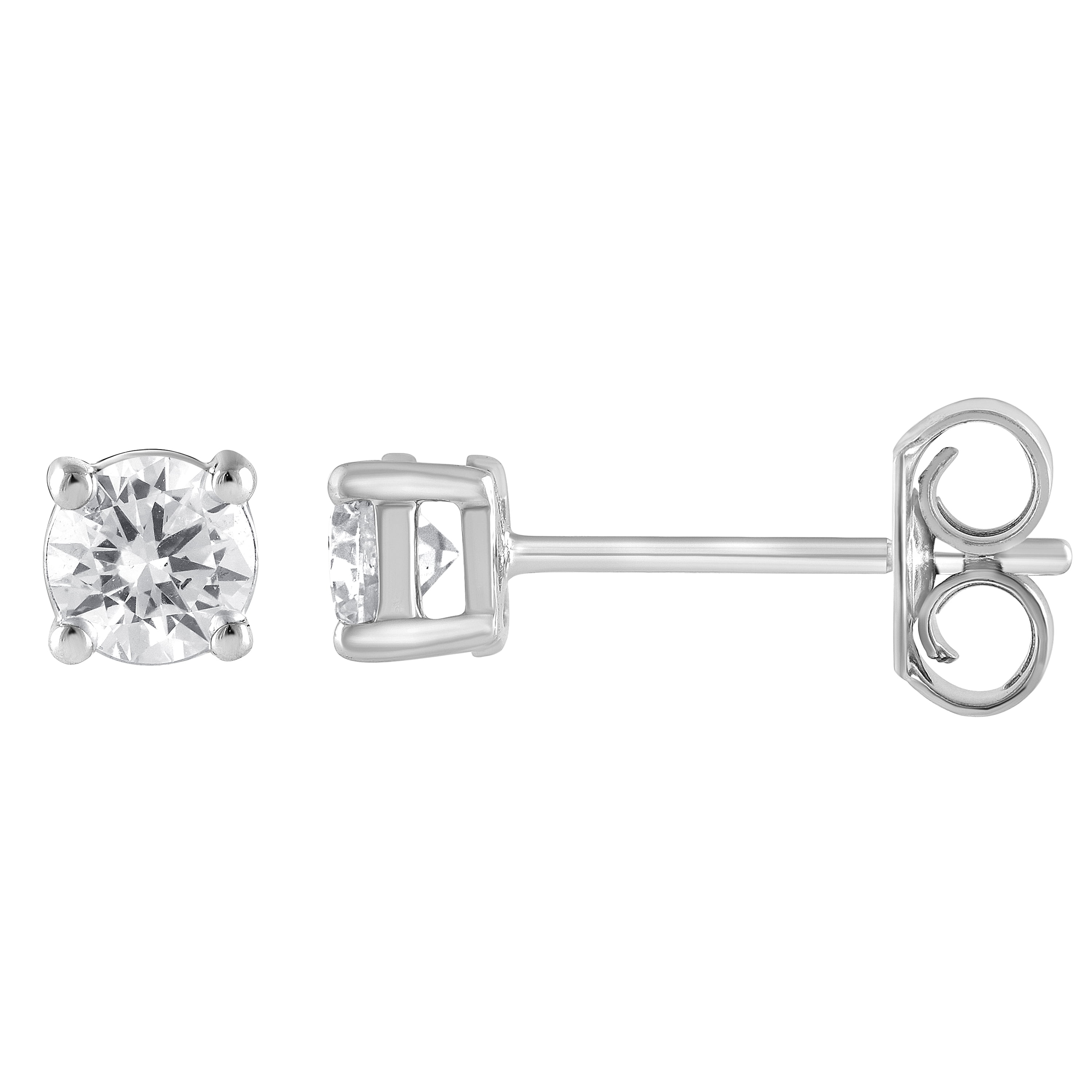 Unique Moments 1/2 Ct Round Lab Grown Diamond Stud Earrings in 10K White Gold for Women (J-SI-I1)