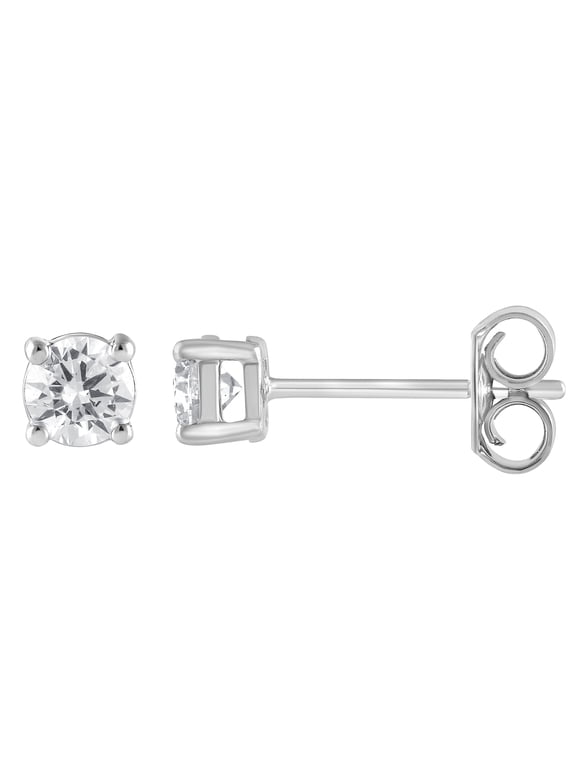 1/2 Ct Round Lab Grown Diamond Stud Earrings in 10K White Gold for Women (J-SI-I1)