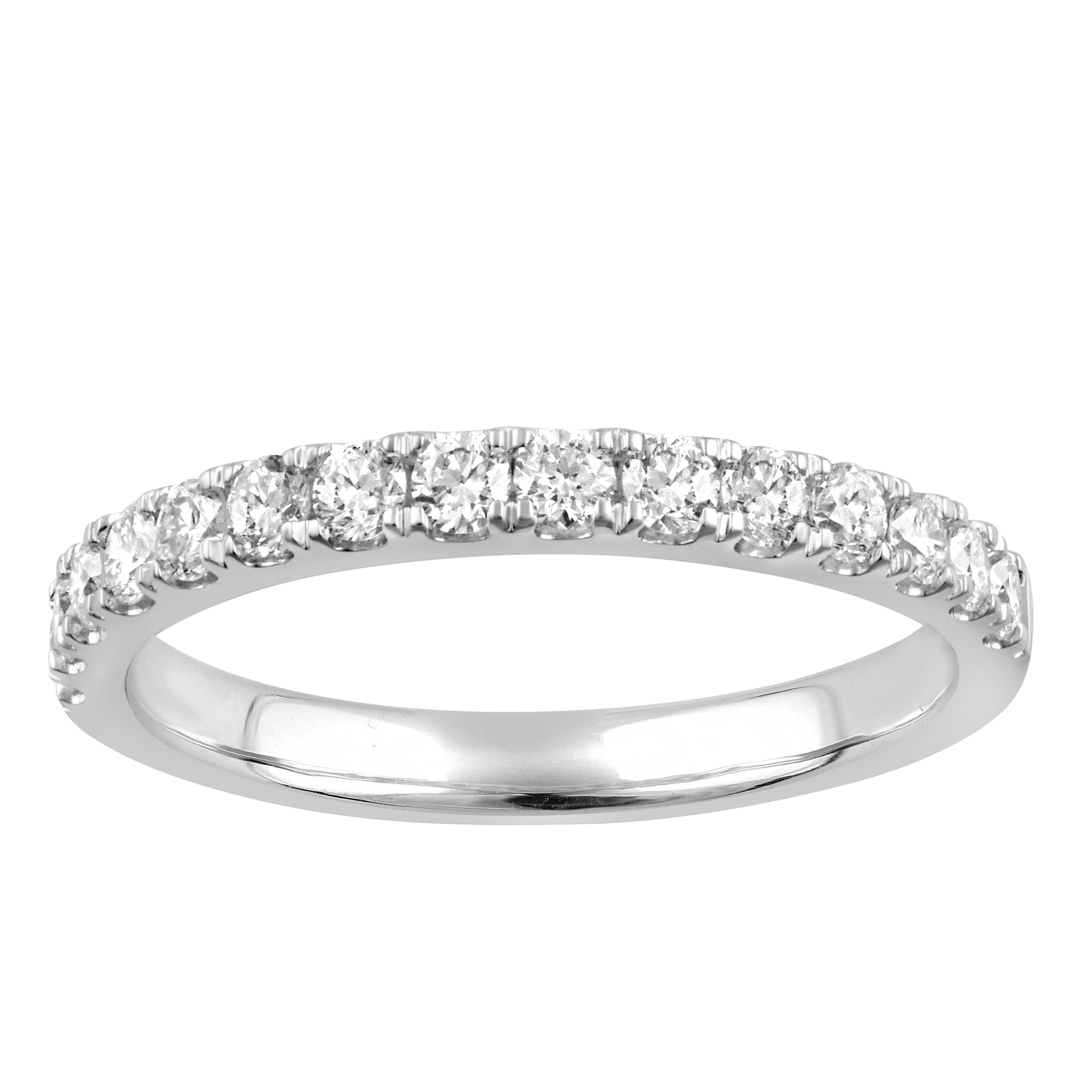 Unique Moments 1/2 Ct Round Lab Grown Diamond Wedding Band in 10K White Gold for Women (J, SI-I1)