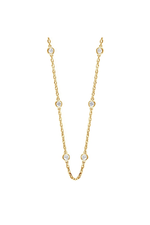 Unique Moments 1/2 Ct Round Lab Grown Diamond YG Plated Silver Necklace for Women (J, SI-I1)