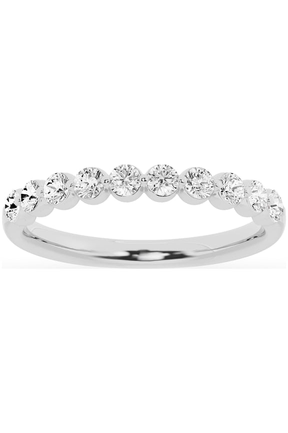 Unique Moments 1/2 Ctw Diamond Wedding Ring Stackable Womens Anniversary Band 10K White Gold