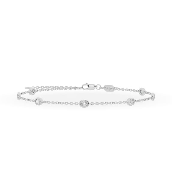 Unique Moments 1/2 ct Oval Lab-Grown Diamond Bezel Station Bracelet 10K White Gold