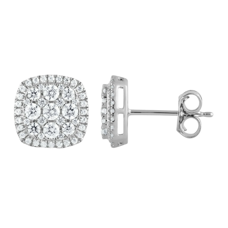 Unique Moments 1 3 Ct Round Lab Grown Diamond Earrings in Sterling Silver for Women J SI I1
