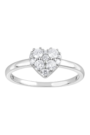 1/3 Ct Lab Grown Diamond Love Heart Ring in Silver for Women (H-I, SI-I1)