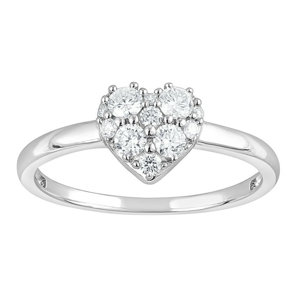 1/3 Ct Lab Grown Diamond Love Heart Ring in Silver for Women (H-I, SI-I1)