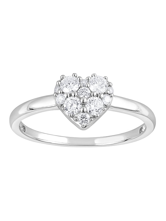 1/3 Ct Lab Grown Diamond Love Heart Ring in Silver for Women (H-I, SI-I1)