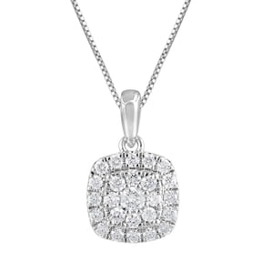 Unique Moments 1/3 Ct Lab-Grown Diamonds Cluster Pendant Necklace in Silver for Women (J, SI-I1)