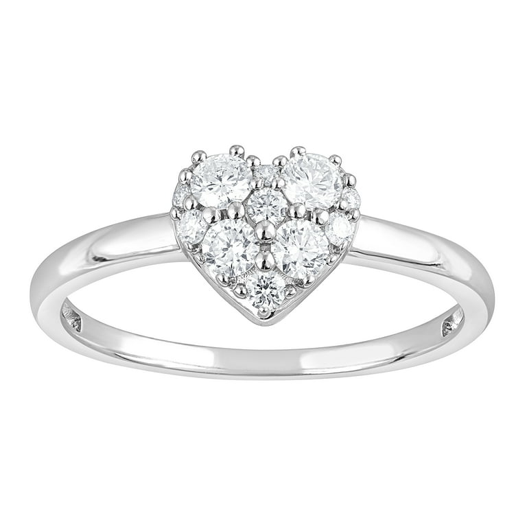 a♡ 1/3 CT. T.W. Diamond Heart Frame Slant Comfort Fit Wedding