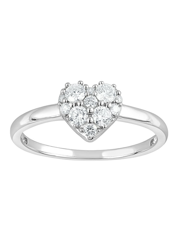 1/3 Ct Round Cut Lab Grown Diamond Love Heart Ring in Sterling Silver (H-I, SI-I1)