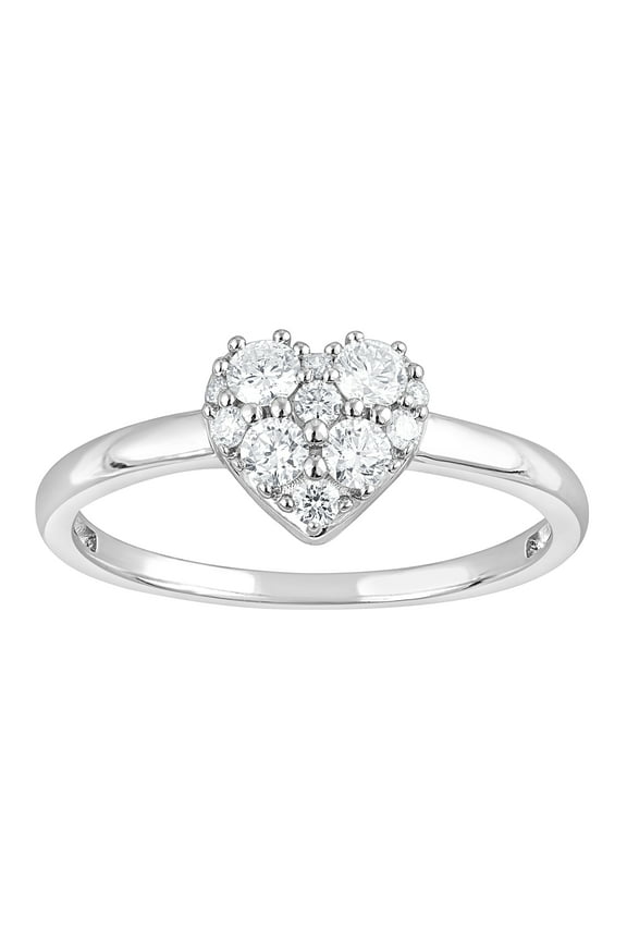 1/3 Ct Round Cut Lab Grown Diamond Love Heart Ring in Sterling Silver (H-I, SI-I1)