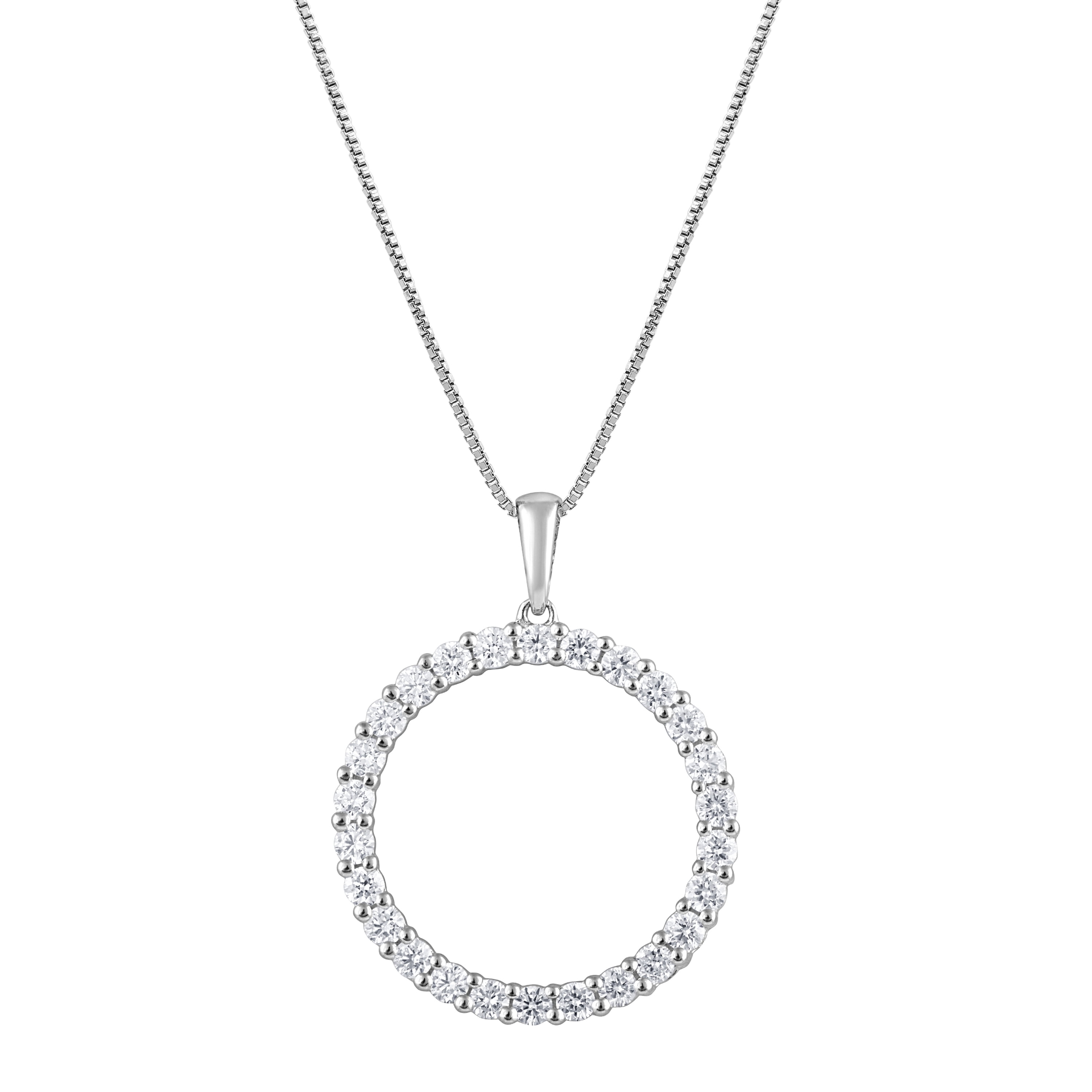 UNIQUE MOMENTS 1/3 Ct Round Lab Grown Diamond Pendant Necklace in Silver for Women (H-I, SI-I1) 18"