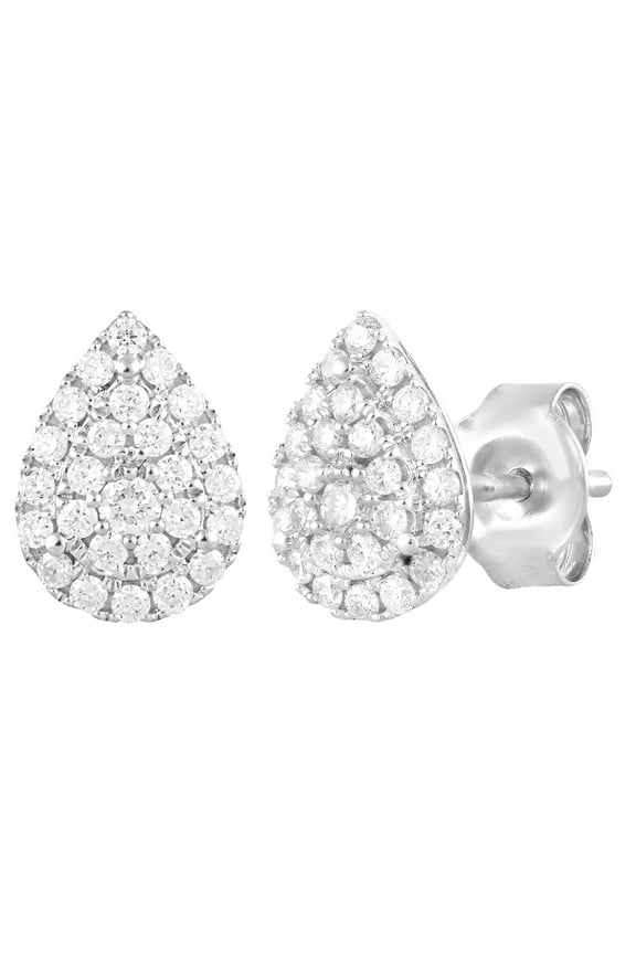 1/3 Ct Round Lab Grown Pear Shape Stud Earring in Silver for Women (H-I, SI-I1)