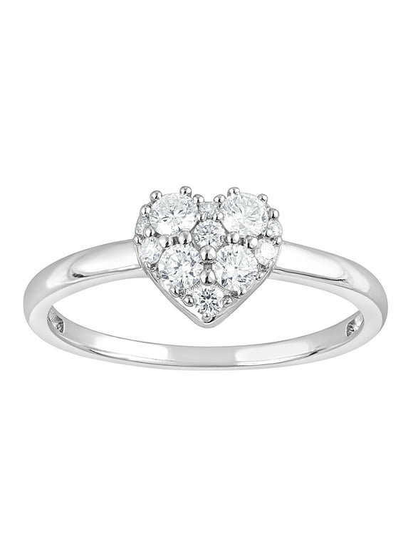 Unique Moments 1/3 ct Round Cut Lab Grown Diamond Love Heart Ring in Sterling Silver (H-I, SI-I1)