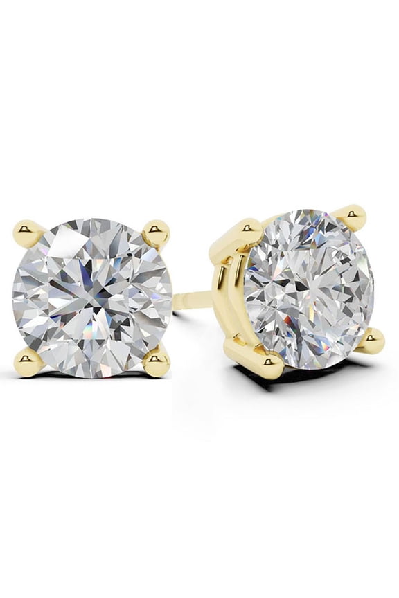 Unique Moments 1/4 Carat Round Lab Grown Diamond Stud Earrings in 14K Yellow Gold Jewelry for Women
