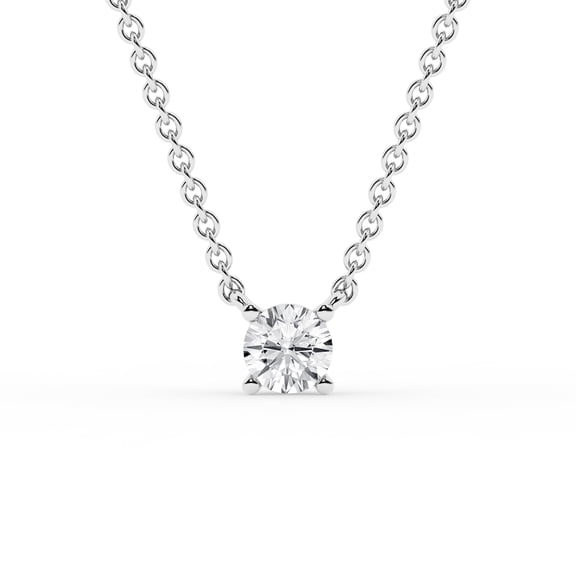 Unique Moments 1/4 Carat Round Lab Grown Solitaire Diamond Pendant Necklace in 10K White Gold (G,SI)