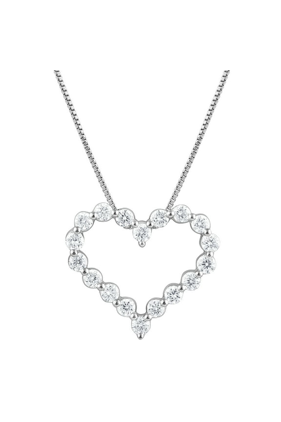 1/4 Ct Lab Grown Diamond Heart Pendant Necklace in Silver (H-I, SI-I1) 18" for Women
