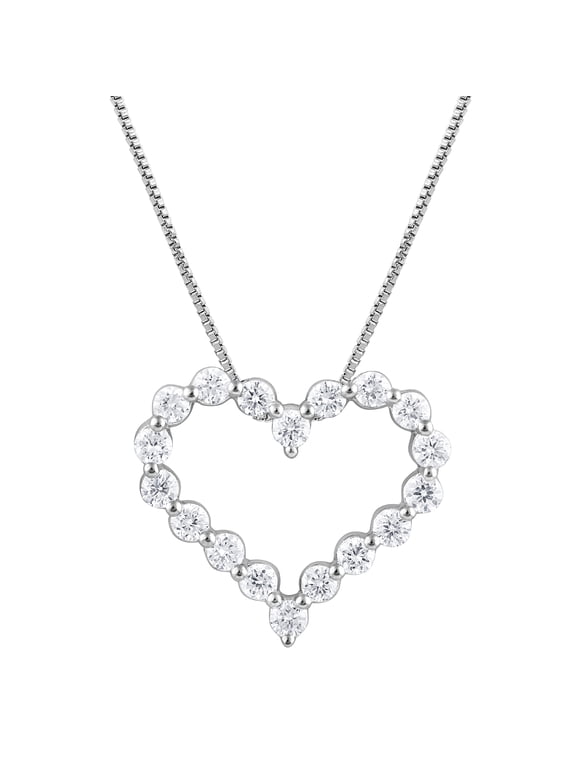 1/4 Ct Lab Grown Diamond Heart Pendant Necklace in Silver (H-I, SI-I1) 18" for Women