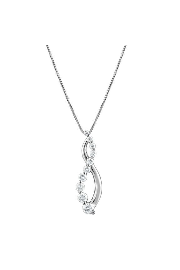 1/4 Ct Lab Grown Diamond Journey Pendant Necklace in Silver for Women (H-I, SI-I1) 18"