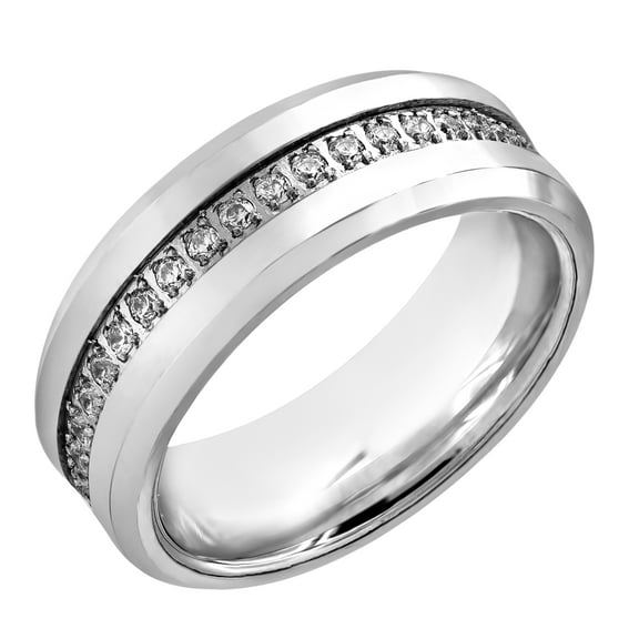 Unique Moments 1/4 Ct Round Cut Lab Grown Diamond Engagement Band Ring in Tungsten (H-I, SI-I1)