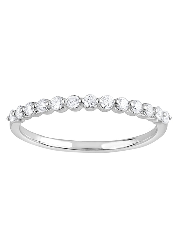 1/4 Ct Round Cut Lab Grown Diamond Half Eternity Band Ring in Sterling Silver (H-I, SI-I1)