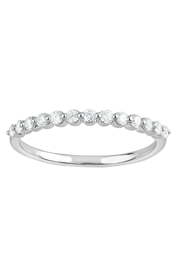 1/4 Ct Round Lab Grown Diamond Band Ring in Sterling Silver for Women (H-I, SI-I1)