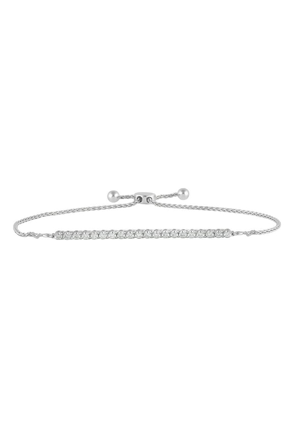 1/4 Ct Round Lab Grown Diamond Bolo Bracelet in Sterling Silver (J, SI-I1)