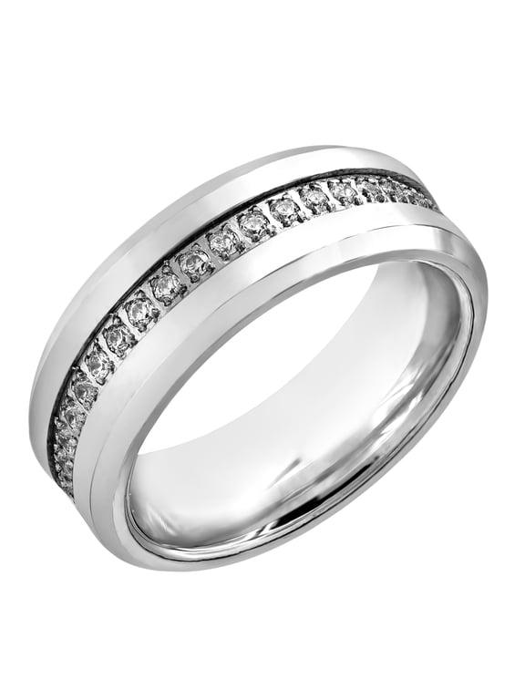 1/4 Ct Round Lab Grown Diamond Engagement Band Ring in Tungsten (H-I, SI-I1)