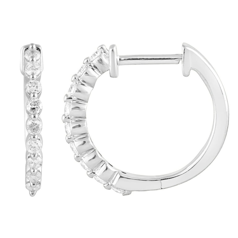 LADIES EARRINGS 0.25CT ROUND/PRINCESS DIAMOND 14K WHITE GOLD (SI QUALITY)