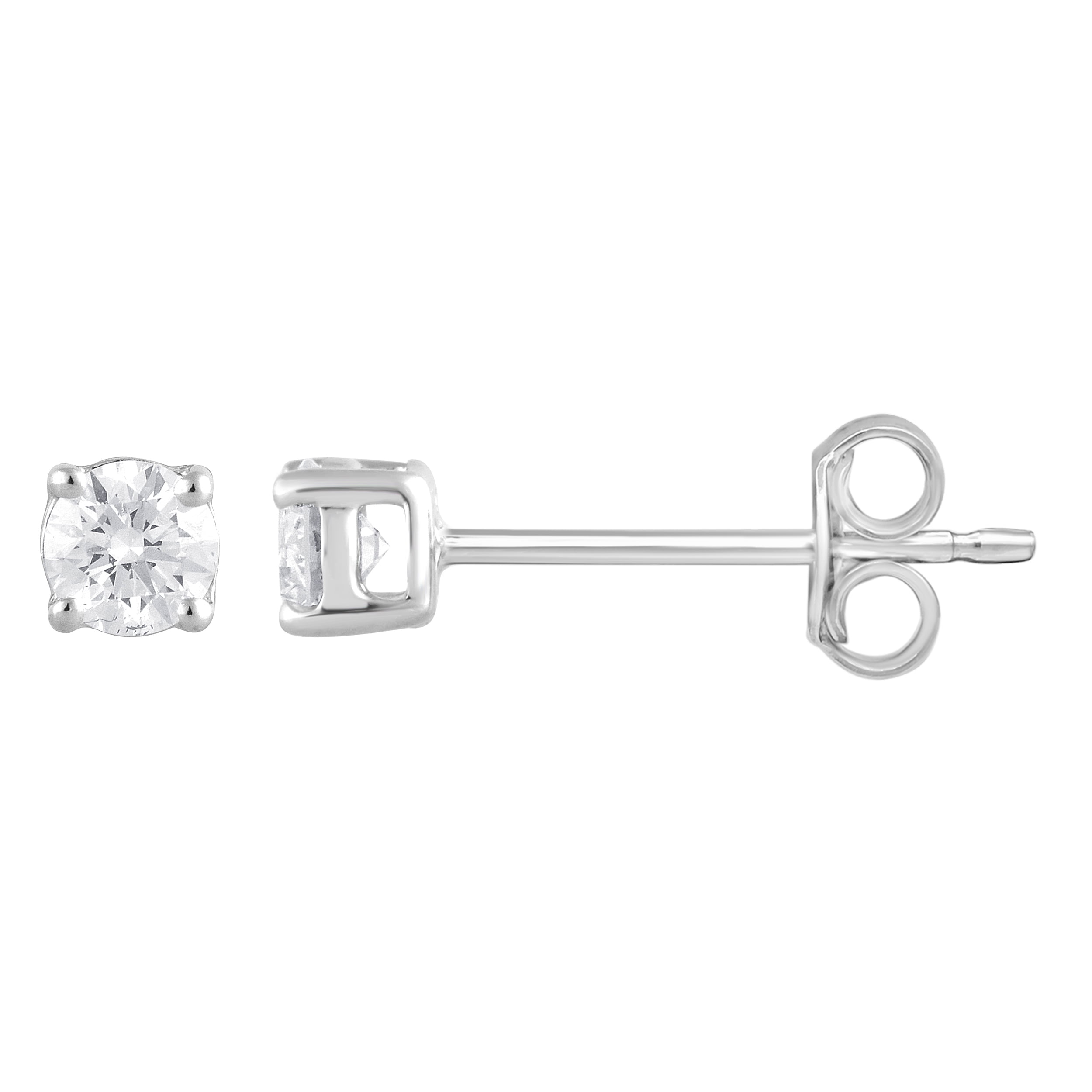 Unique Moments 1/4 Ct Round Lab Grown Diamond Stud Earrings in 10K White Gold for Women (J-SI-I1)